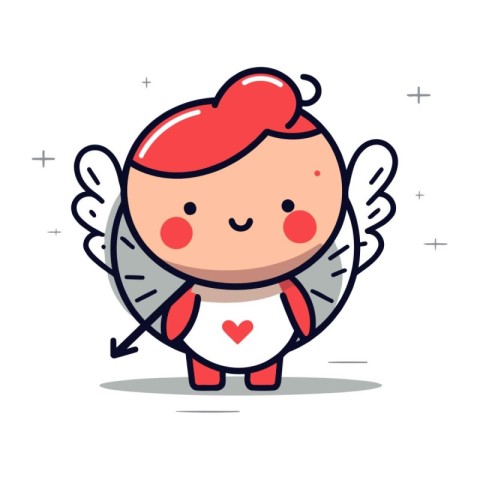 Cute Cupid Character Vector Illustration. Flat Design Style.