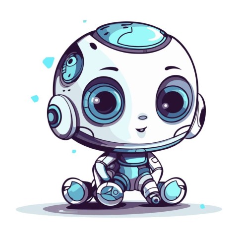 Cute cartoon robot. Vector illustration of a cute little robot.