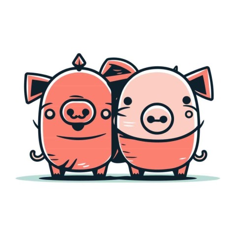 Cute cartoon pigs. Vector illustration isolated on a white backg