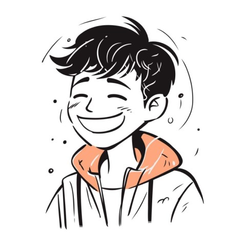 Smiling boy. Vector illustration of a boy in a coat.