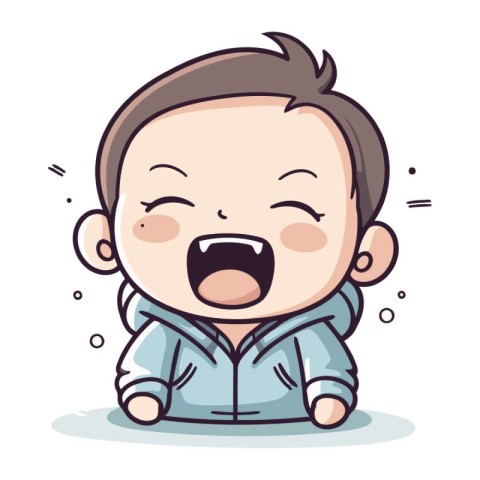 Crying baby boy vector illustration. Cute little boy cartoon cha