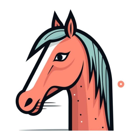 Horse head with long mane. Vector illustration in cartoon style