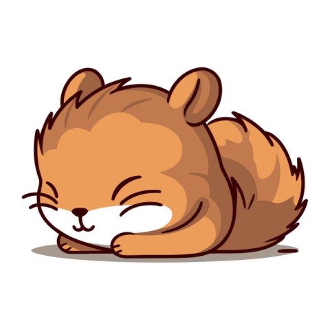 Cute little chipmunk sleeping. Vector cartoon character illustra