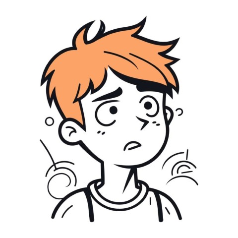 Vector illustration of a boy with a sad expression on his face.