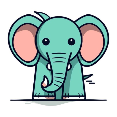 Cute cartoon elephant. Vector illustration isolated on a white b