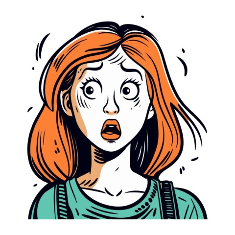 Surprised woman. Hand drawn vector illustration in sketch style.