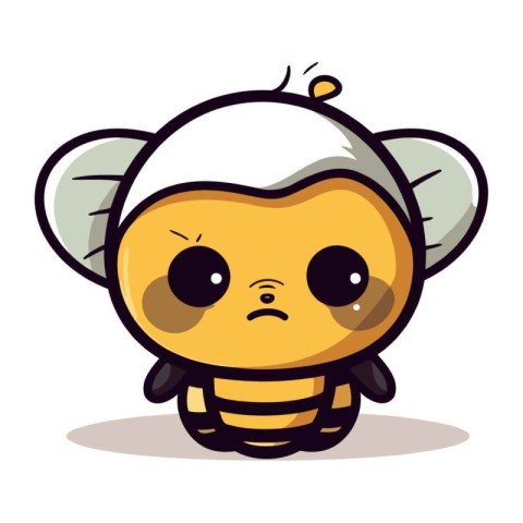 Cute Little Bee Cartoon Mascot Character Vector Illustration.