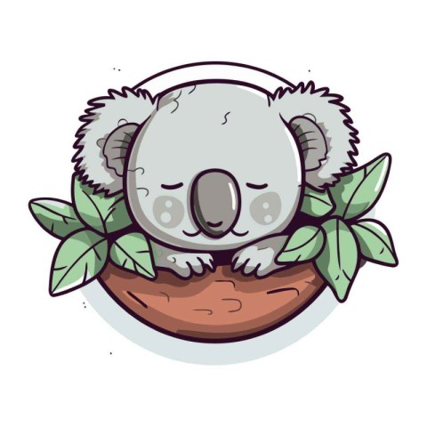 Cute cartoon koala sleeping on a moon. Vector illustration.