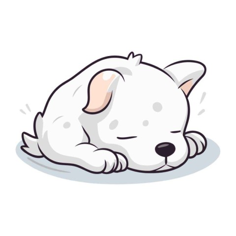 Illustration of a Cute White Puppy Sleeping on the Floor