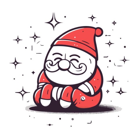 Cute cartoon santa claus on white background. Vector illustratio