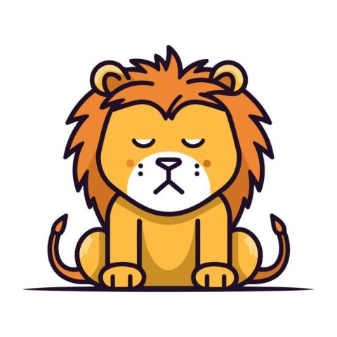 Lion in flat style. Vector illustration of a wild animal.