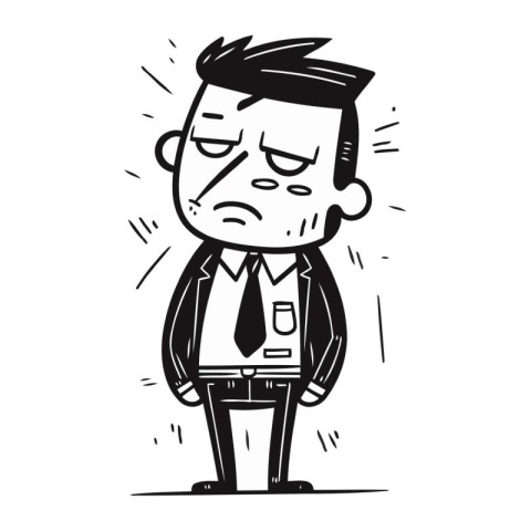 Angry cartoon man. Vector illustration of a man in a suit.