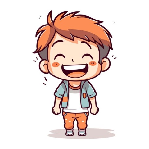 Cartoon boy laughing. Vector illustration. Isolated on white bac