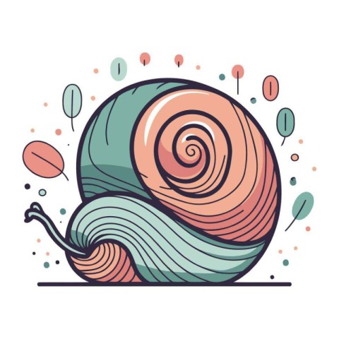 Vector hand drawn illustration of snail. Isolated on white backg