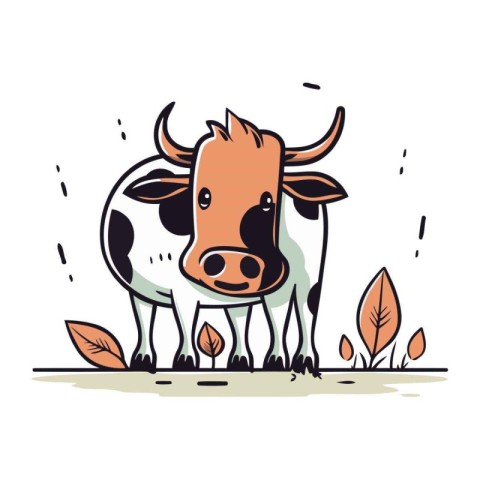 Cute cartoon cow. Farm animal. Vector illustration on white back