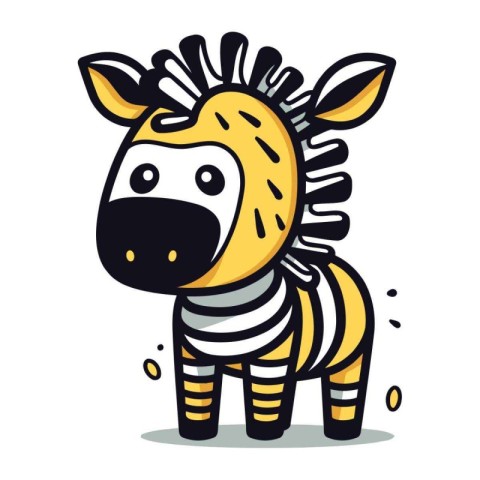 Zebra vector illustration. Isolated zebra on white background.