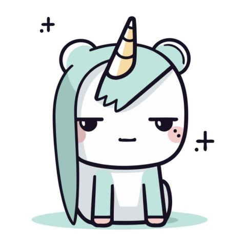 Unicorn cute kawaii cartoon character. Vector illustration.