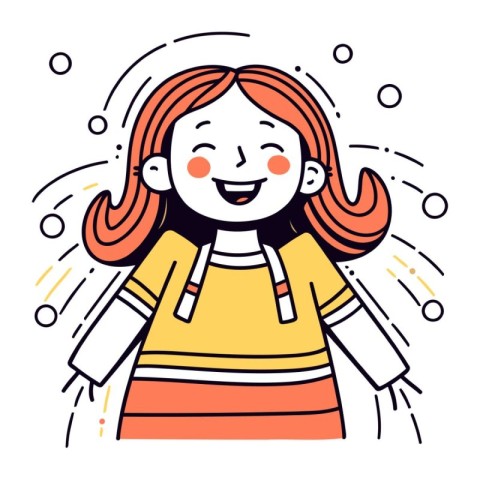 Smiling little girl. Vector illustration in doodle style.