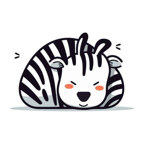 Cute zebra sleeping. Vector illustration. Isolated on white back