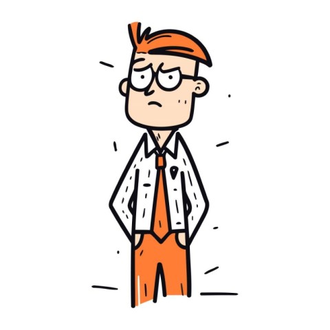 Stressful man cartoon doodle vector illustration hand drawn sket