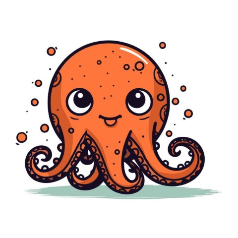 Cute cartoon octopus. Vector illustration isolated on white back