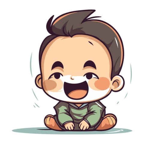 Illustration of a Cute Baby Boy Wearing a Face Mask