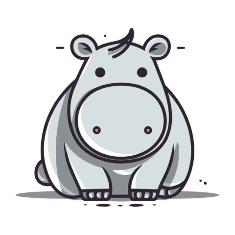 Cute hippo cartoon character. Vector illustration on white backg