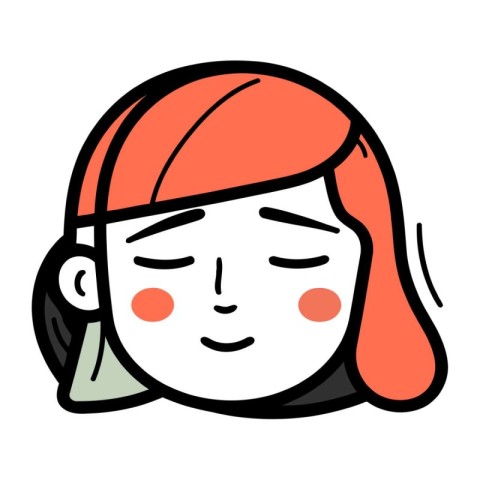 Illustration of a girl with red hair on a white background.