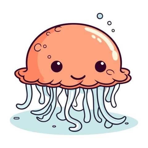 Cute cartoon jellyfish. Vector illustration isolated on white ba