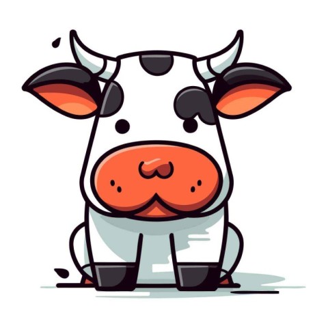 Cute cartoon cow. Vector illustration. Isolated on white backgro