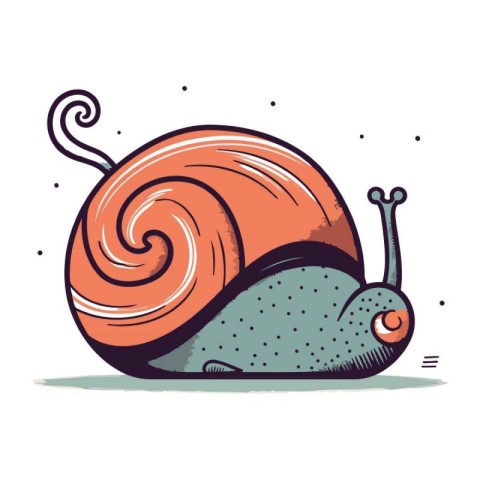 Cute cartoon snail. Vector illustration. Isolated on white backg