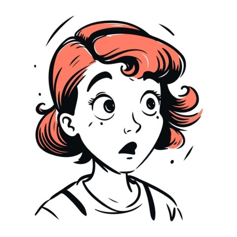 Surprised woman. Vector illustration of a girl with red hair.