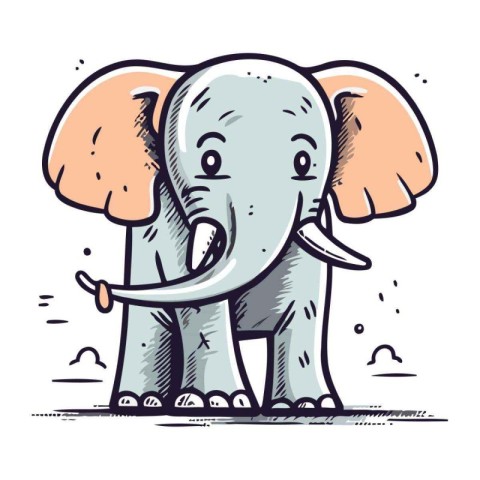 Cute cartoon elephant. Vector illustration of a funny baby eleph