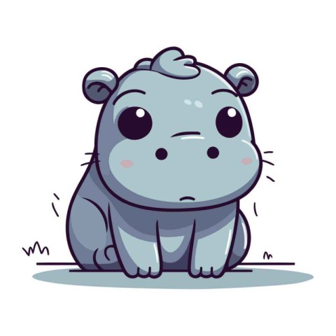 Cute hippopotamus cartoon character. Vector illustration of a wi