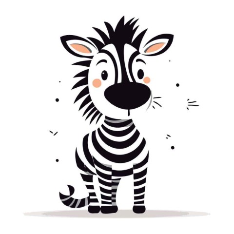 Cute cartoon zebra isolated on white background. Vector illustra