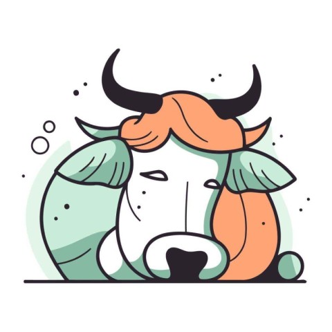 Vector illustration of a cute cartoon cow. Cute farm animal.