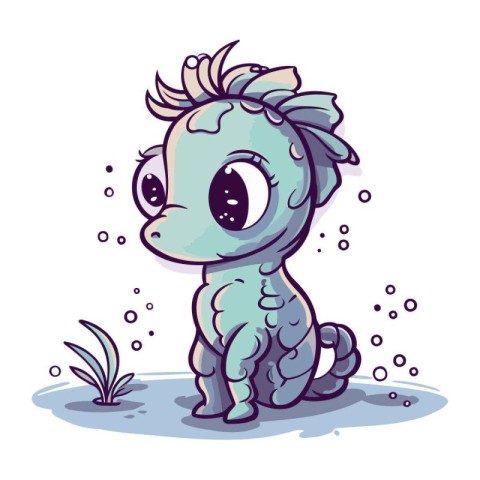 Cute cartoon seahorse. Vector illustration of a cute seahorse.