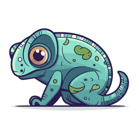 Cute cartoon chameleon isolated on white background. Vector illu