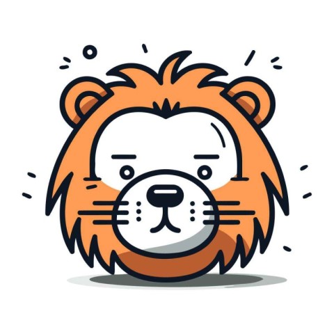 Cute lion icon. Vector illustration in flat design. Isolated on