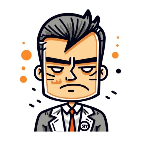 Angry businessman. Vector illustration in line art style. Isolat