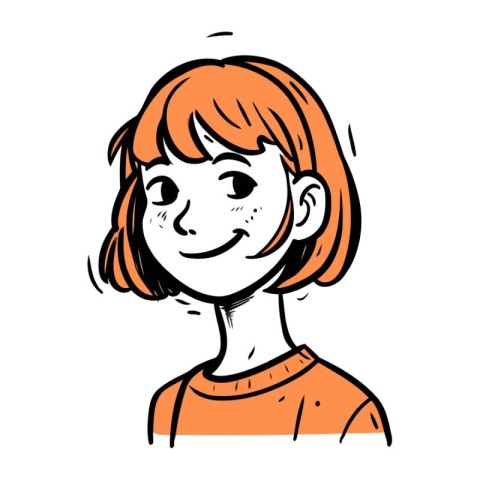 Vector illustration of a cute red haired girl with short haircut