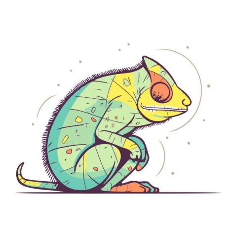 Cute chameleon isolated on white background. Vector illustration