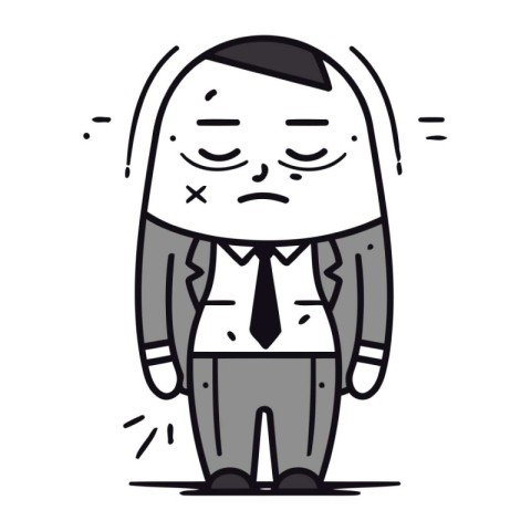 illustration of cartoon businessman feeling sad and depressed in