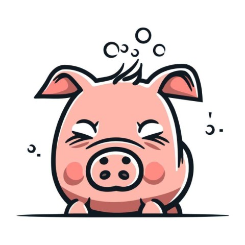 Cute piggy vector illustration. Cute cartoon piggy character.