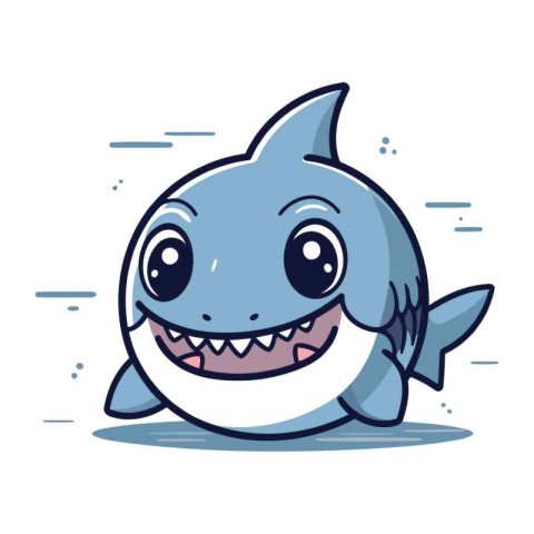 Cute cartoon shark character. Vector illustration isolated on a