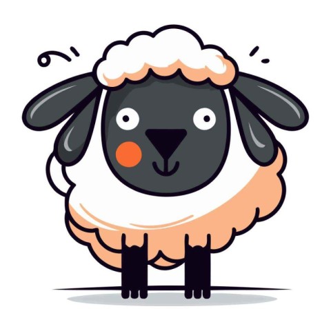 Cute Sheep Cartoon Mascot Character. Vector Illustration.