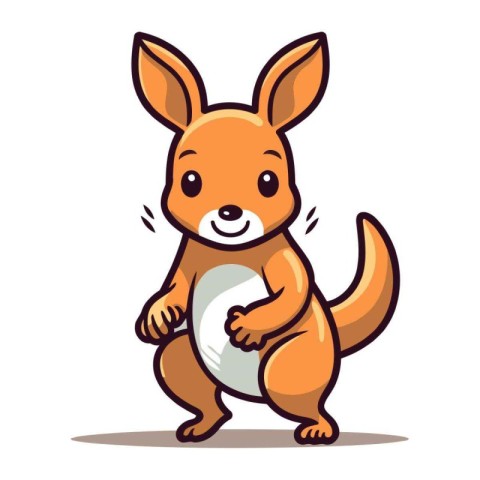 Cute kangaroo holding a ball. cartoon vector illustration.