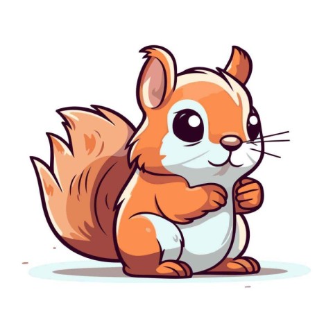 Cute cartoon squirrel. Vector illustration. Isolated on white ba