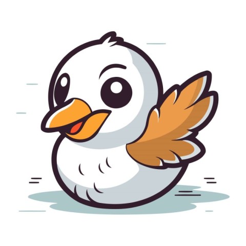 Vector illustration of a cute snowman with wings isolated on whi