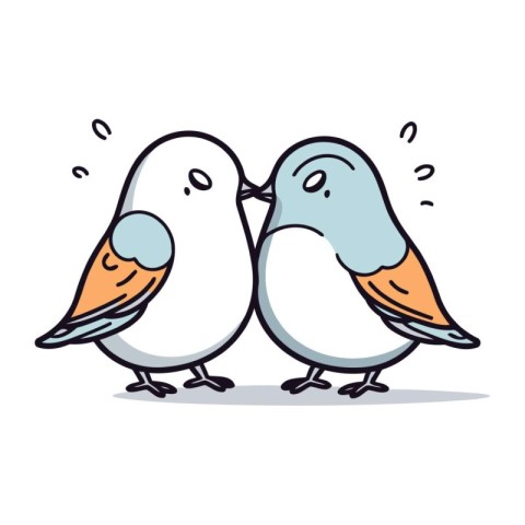 Cute couple of birds in love. Vector clip art illustration.